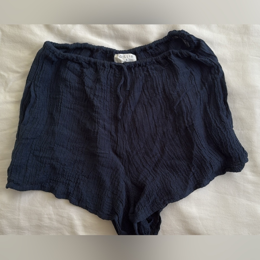 Gillia Deep Blue Crinkled Shorts